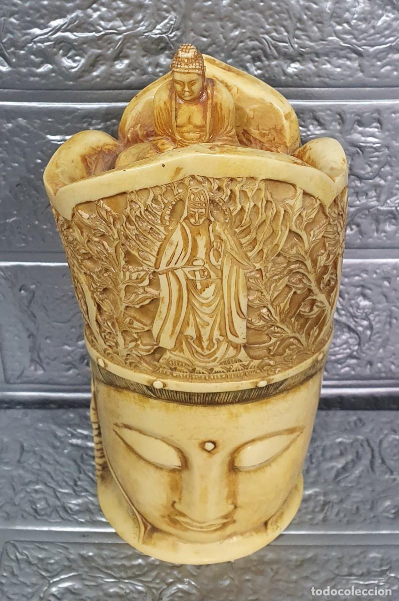 Antig&uuml;edades: Figura rostro Buda en marmolina - Foto 3