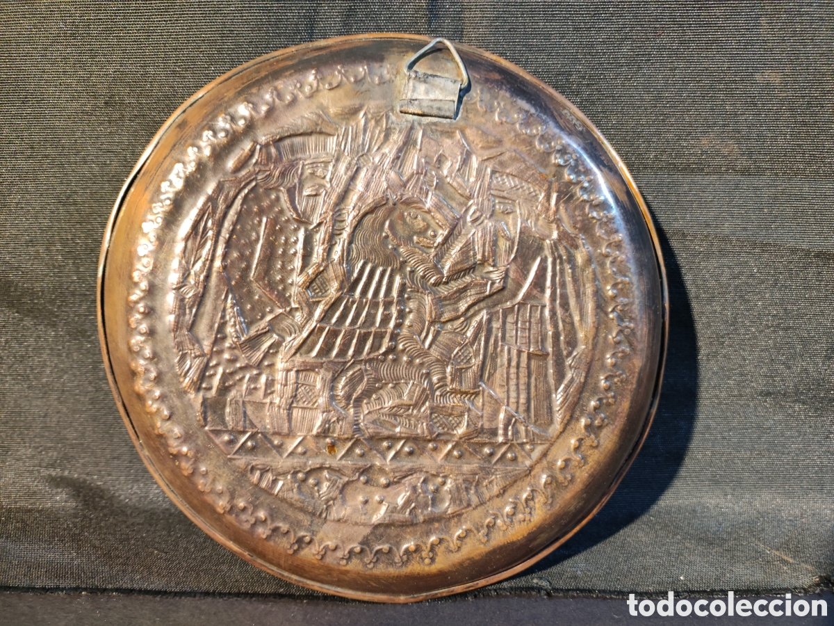 Antig&uuml;edades: Plato repujado cobre Persa - Foto 4