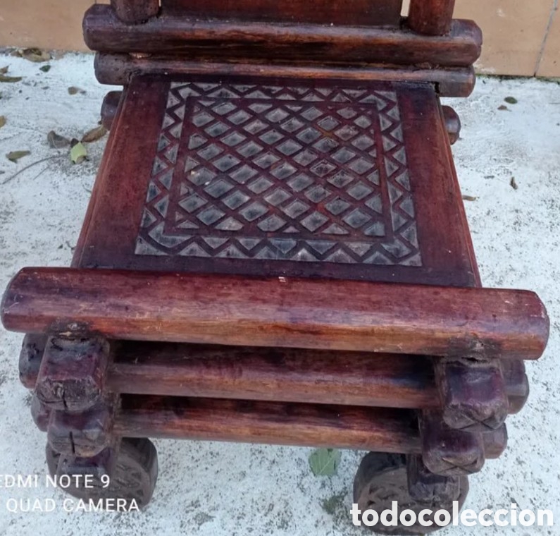 Antig&uuml;edades: Silla de templo birmana tallada, d&eacute;cada de 1850. - Foto 4