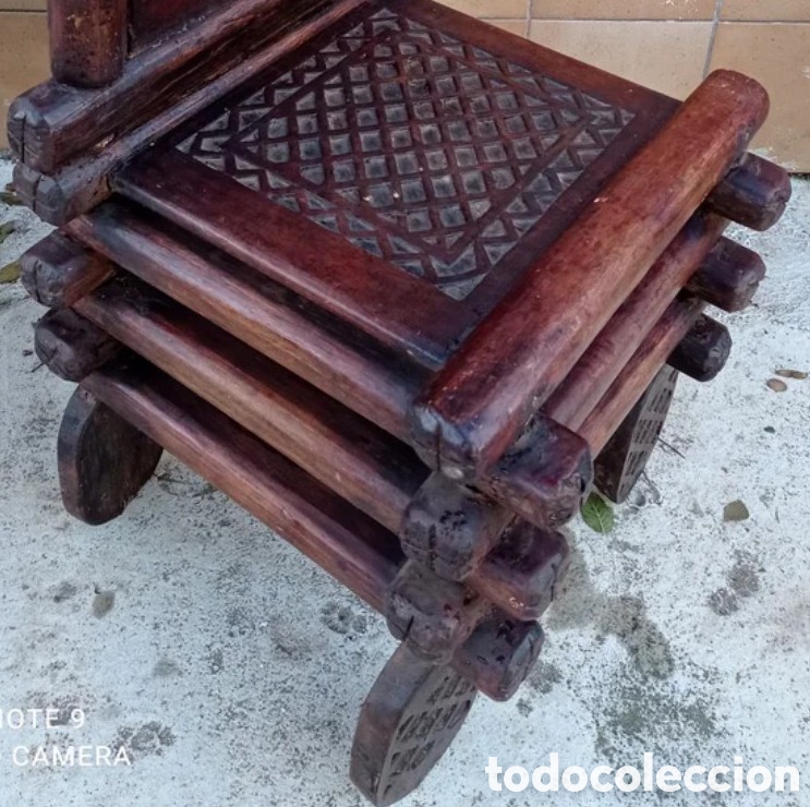 Antig&uuml;edades: Silla de templo birmana tallada, d&eacute;cada de 1850. - Foto 7