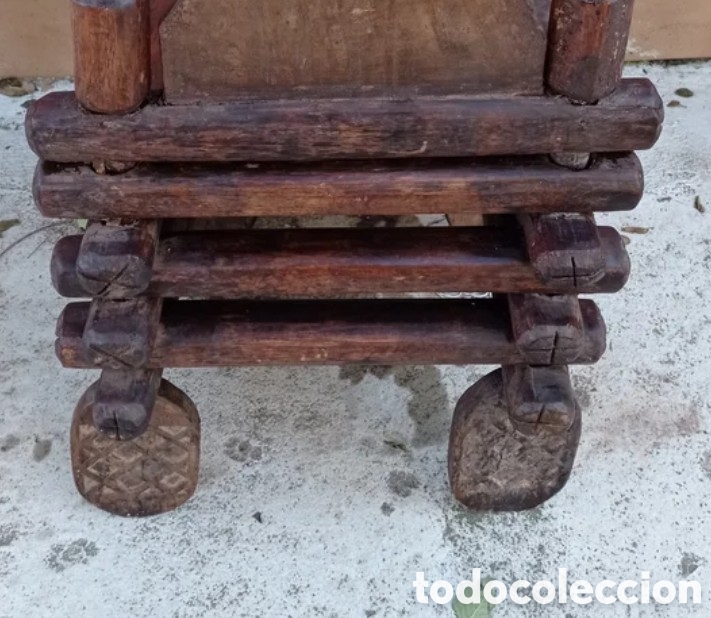 Antig&uuml;edades: Silla de templo birmana tallada, d&eacute;cada de 1850. - Foto 8