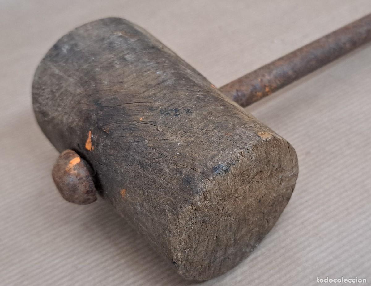 Antig&uuml;edades: MAZO DE MADERA MANGO DE HIERRO - Foto 2