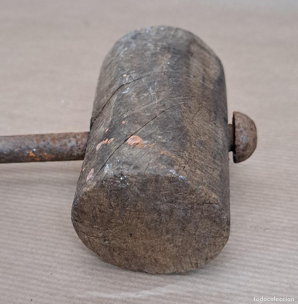 Antig&uuml;edades: MAZO DE MADERA MANGO DE HIERRO - Foto 3