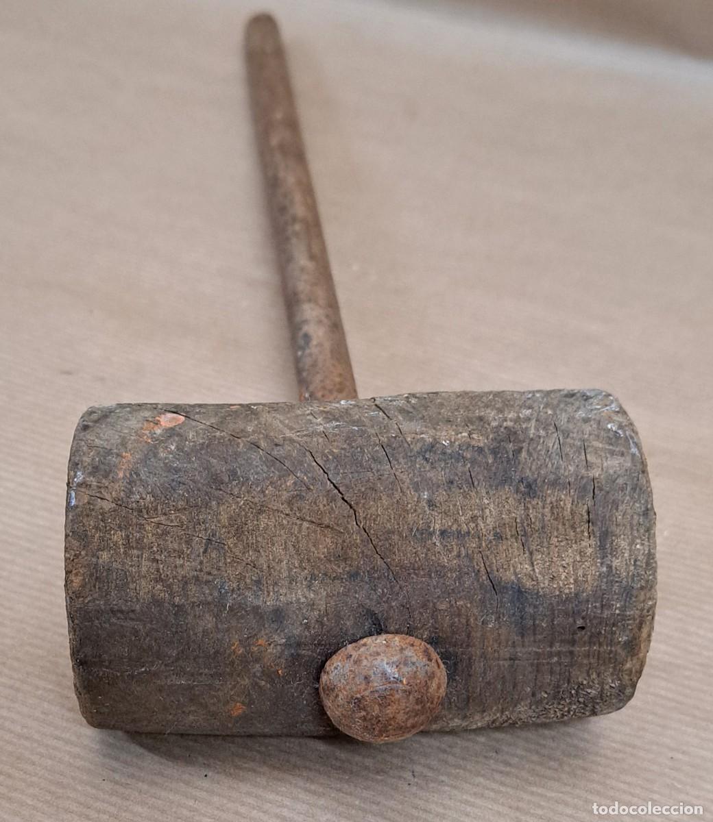 Antig&uuml;edades: MAZO DE MADERA MANGO DE HIERRO - Foto 4