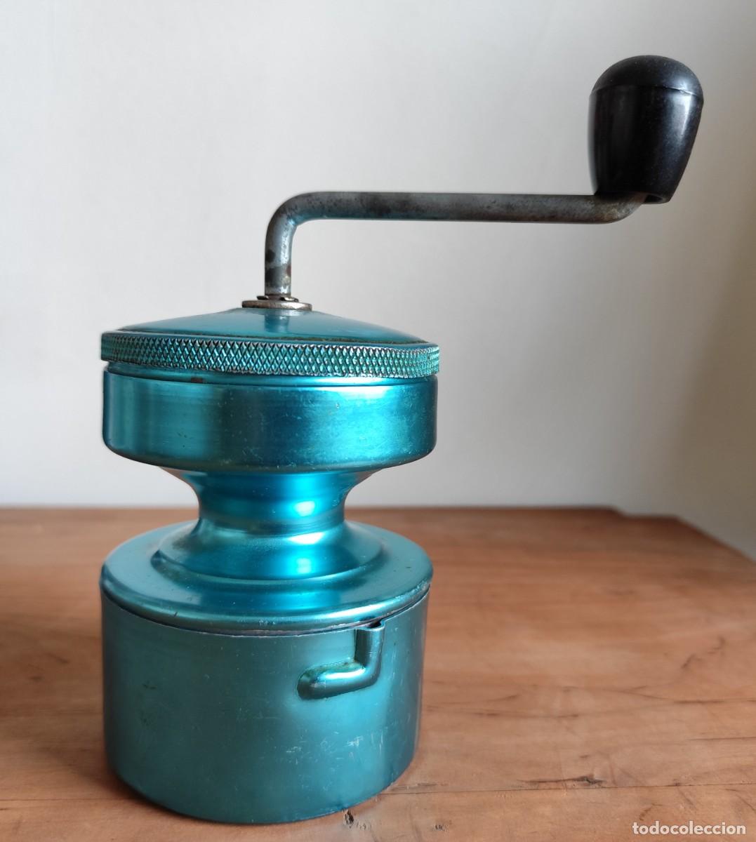 Oggetti Antichi: MOLINILLO DE CAF&Eacute; VINTAGE DE ALUMINIO ANODIZADO AZUL - A&Ntilde;OS 60-70