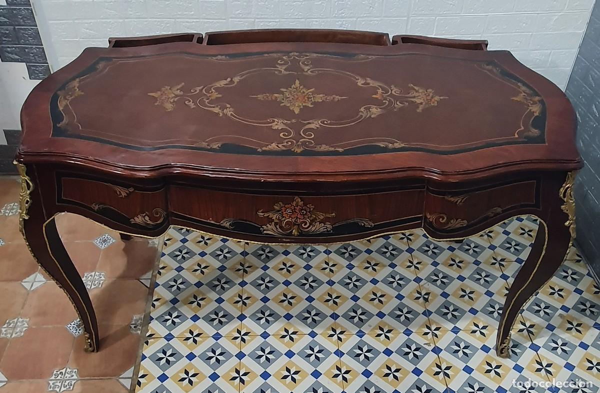 Antig&uuml;edades: Mesa de despacho Luis XV con decorados y bronces - Foto 8