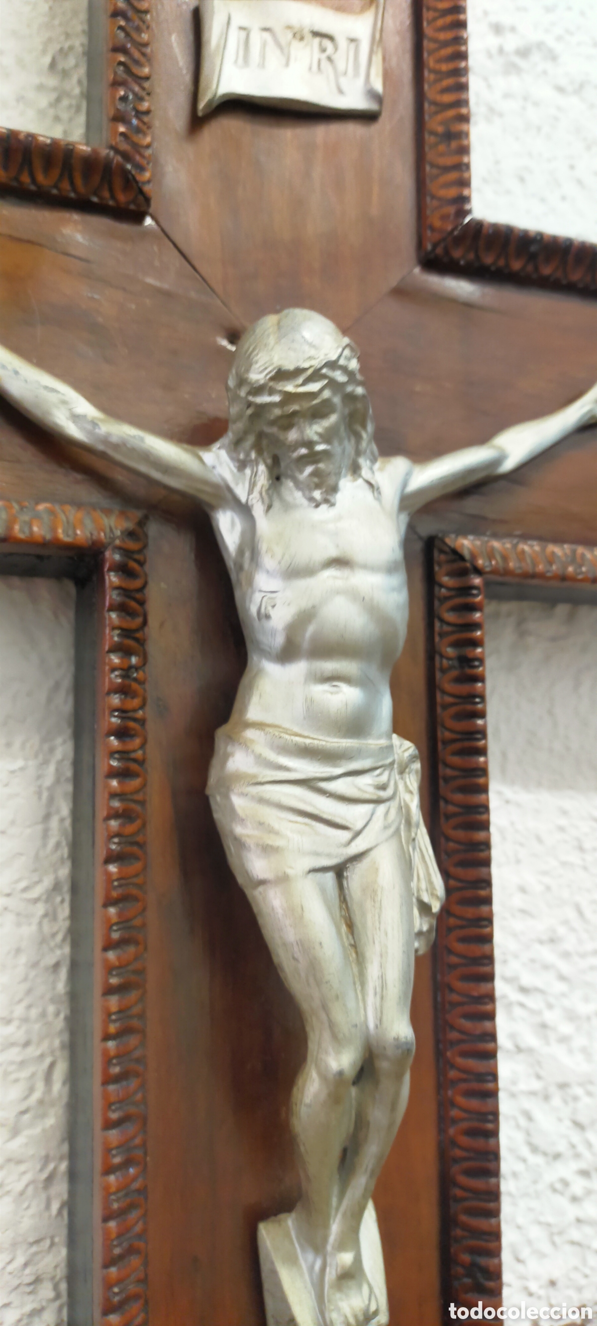Antig&uuml;edades: Crucifijo madera y metal - Foto 3