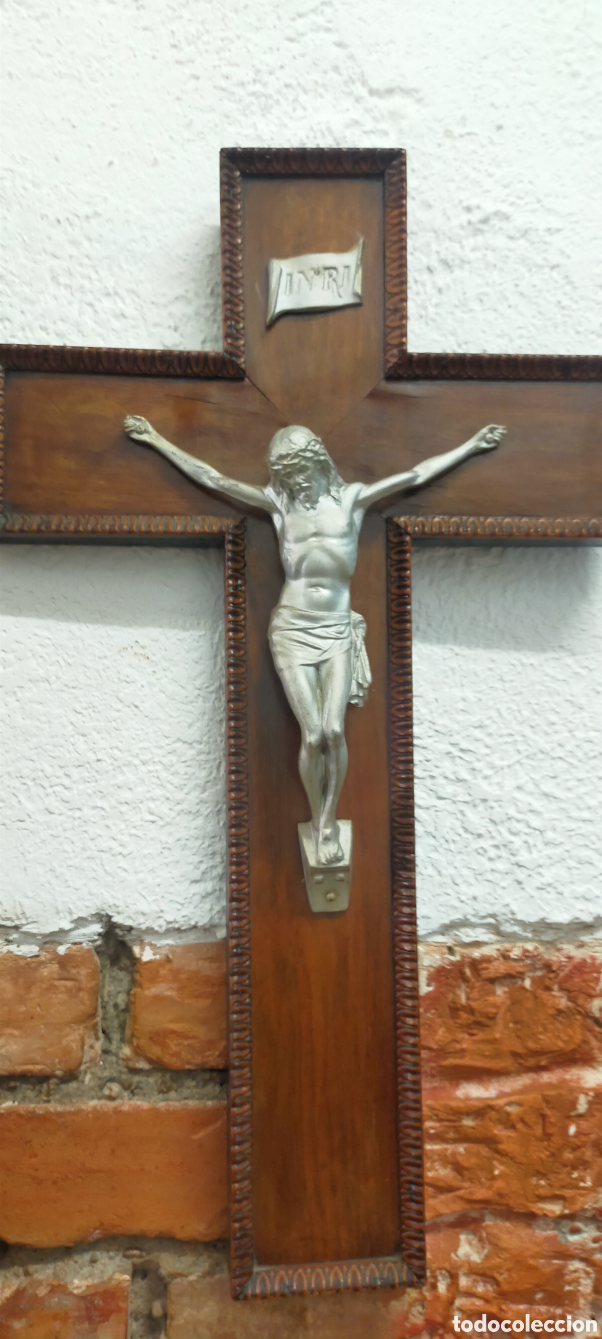 Antig&uuml;edades: Crucifijo madera y metal - Foto 4