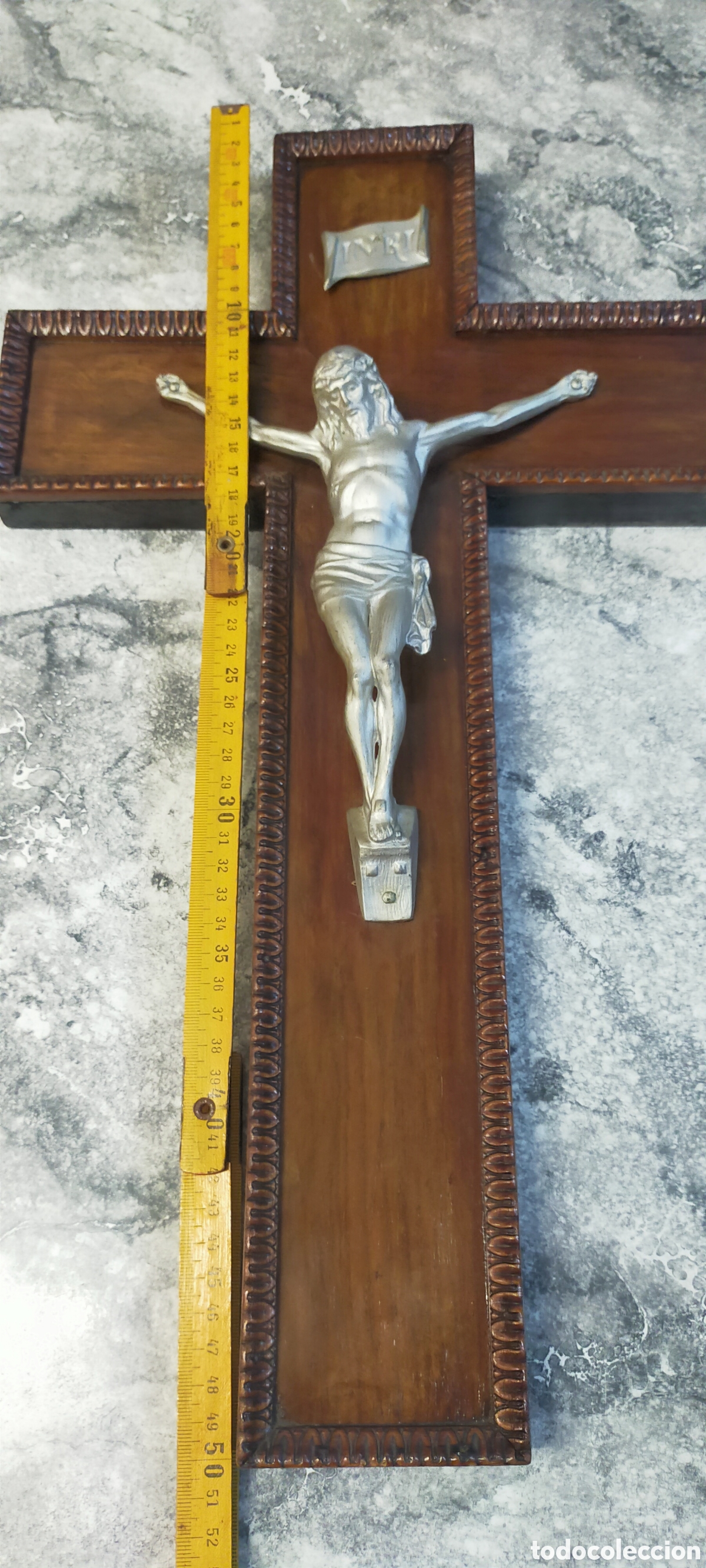 Antig&uuml;edades: Crucifijo madera y metal - Foto 7