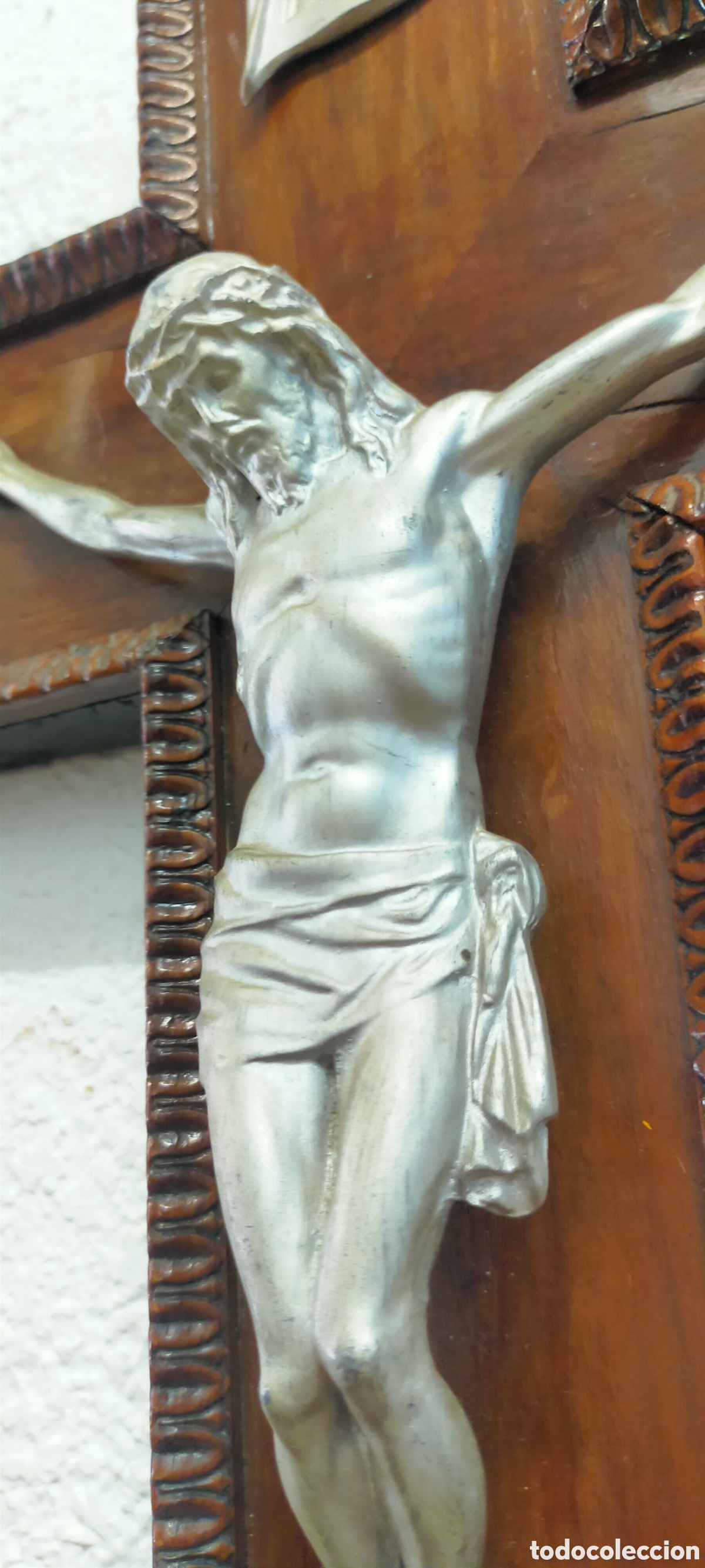 Antig&uuml;edades: Crucifijo madera y metal - Foto 9