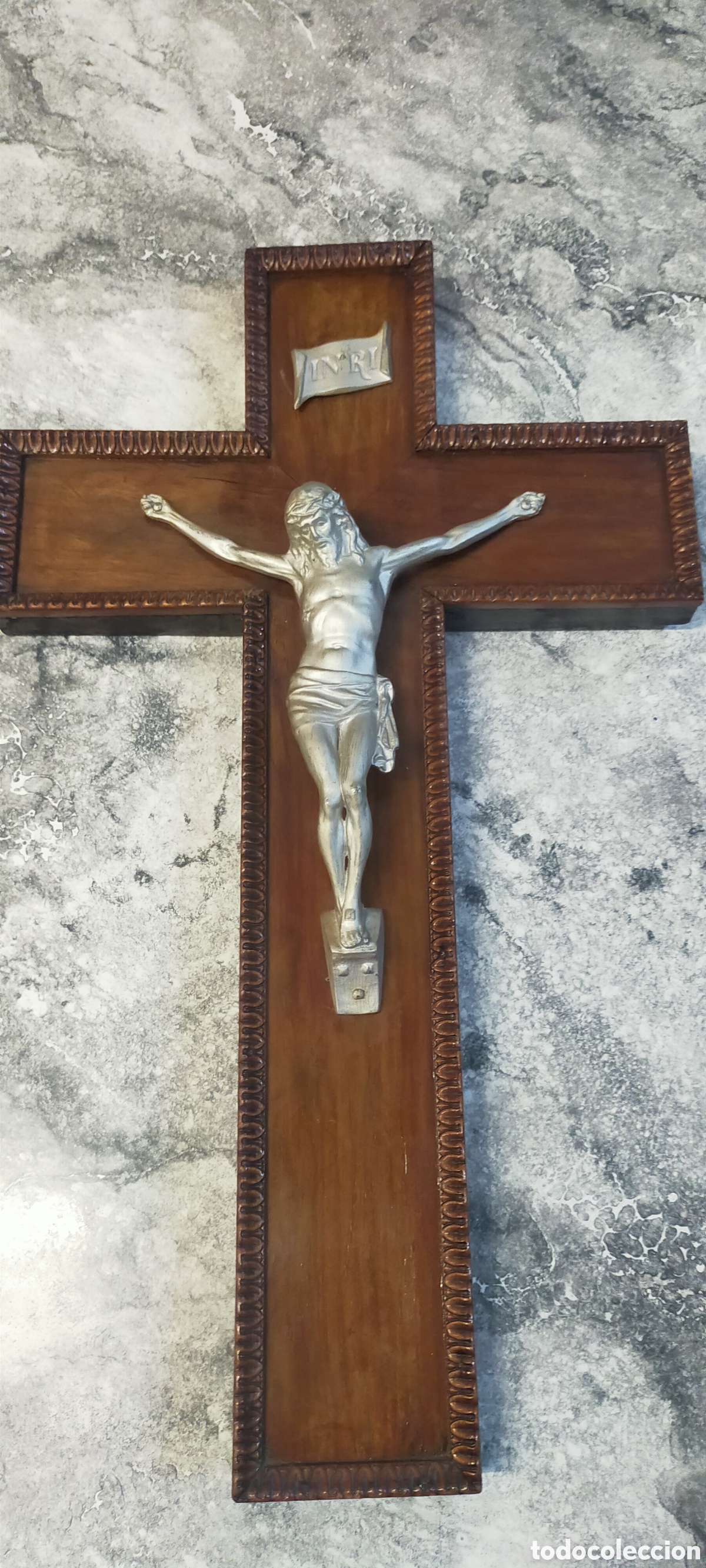 Antig&uuml;edades: Crucifijo madera y metal - Foto 11