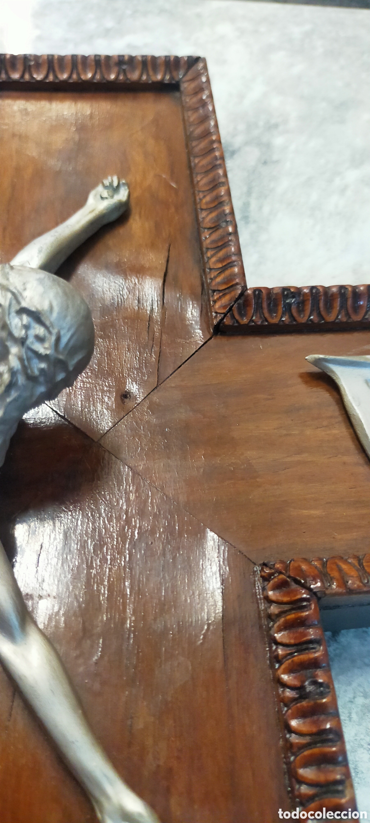 Antig&uuml;edades: Crucifijo madera y metal - Foto 12
