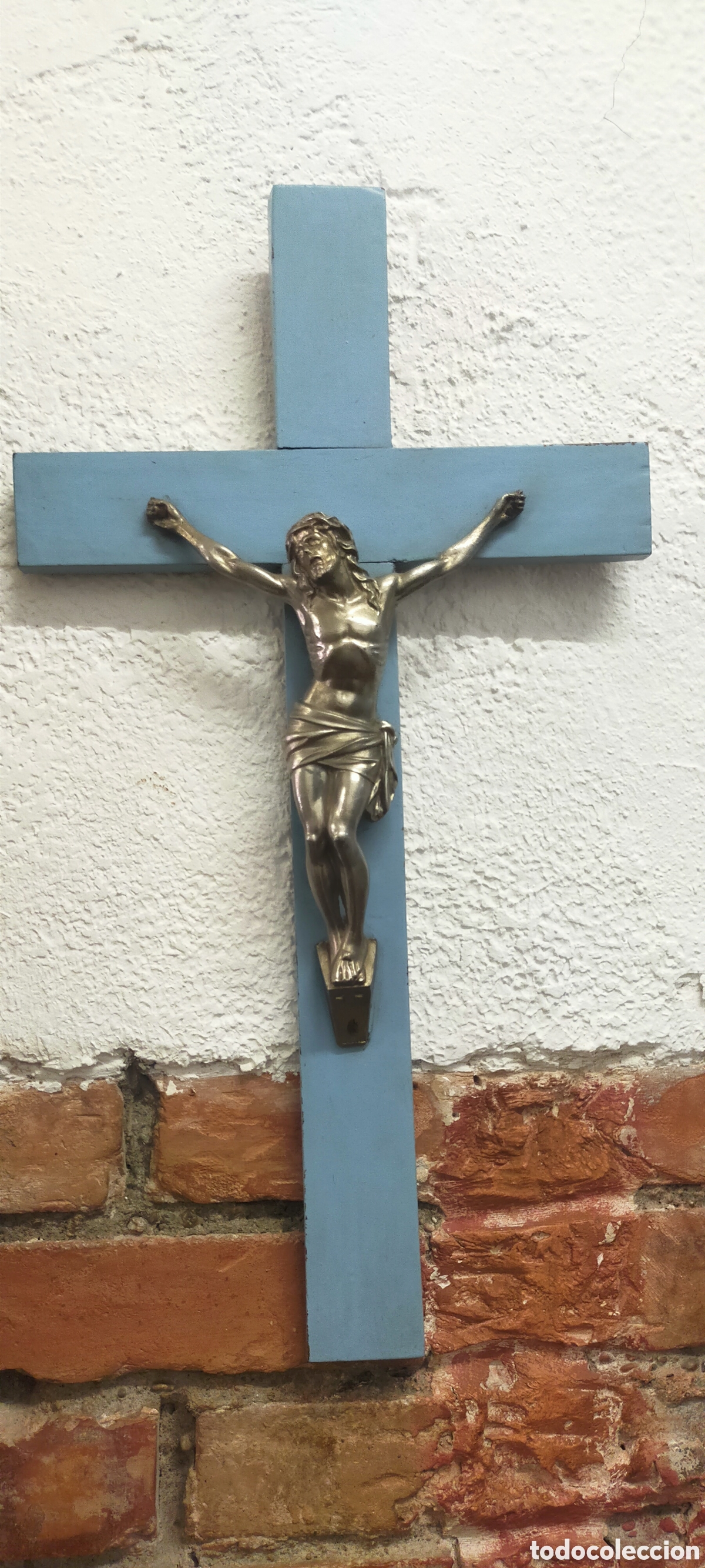Antig&uuml;edades: Crucifijo madera y metal - Foto 3