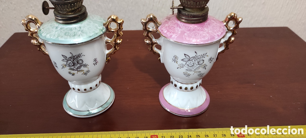 Antig&uuml;edades: Lote de dos quinqu&eacute;s de porcelana - Foto 3