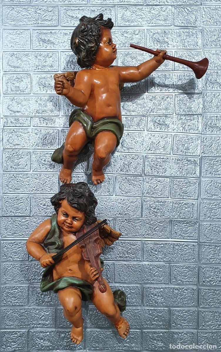 Antig&uuml;edades: Pareja de angelitos querubines m&uacute;sicos - Foto 1