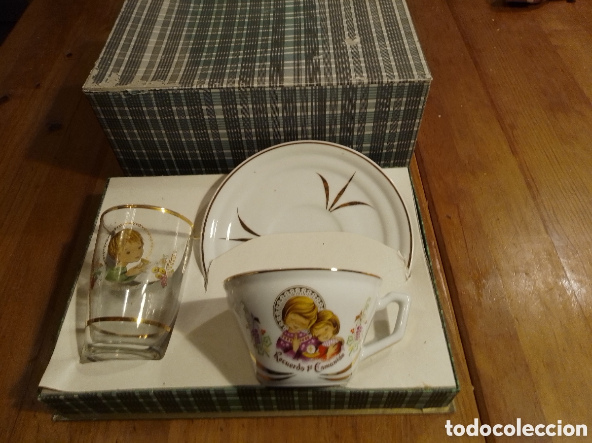 Antig&uuml;edades: Juego de desayuno primera comuni&oacute;n - Foto 1