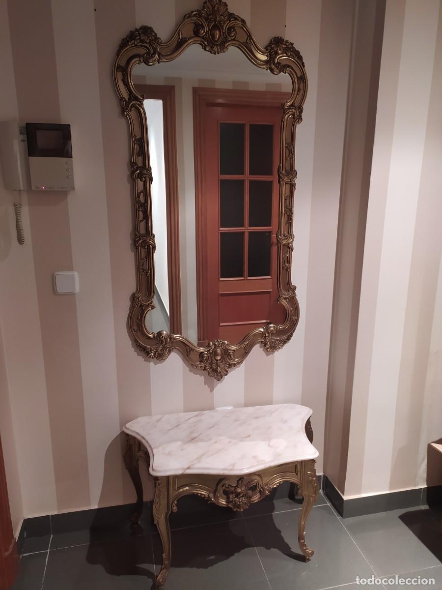 Antig&uuml;edades: consola con espejo en bronce - Foto 1