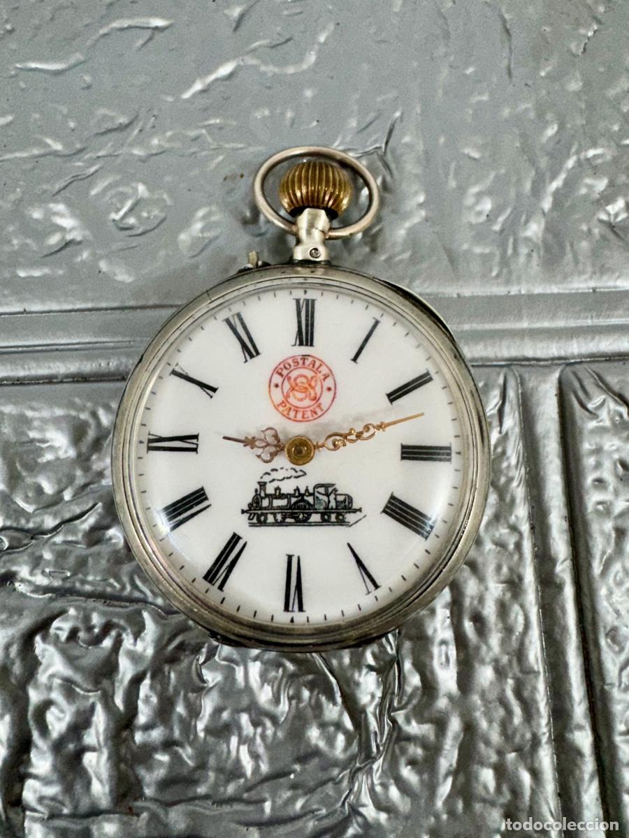 Antig&uuml;edades: RELOJ DE BOLSILLO POSTALE PATENT EN PLATA DE LEY - Foto 1