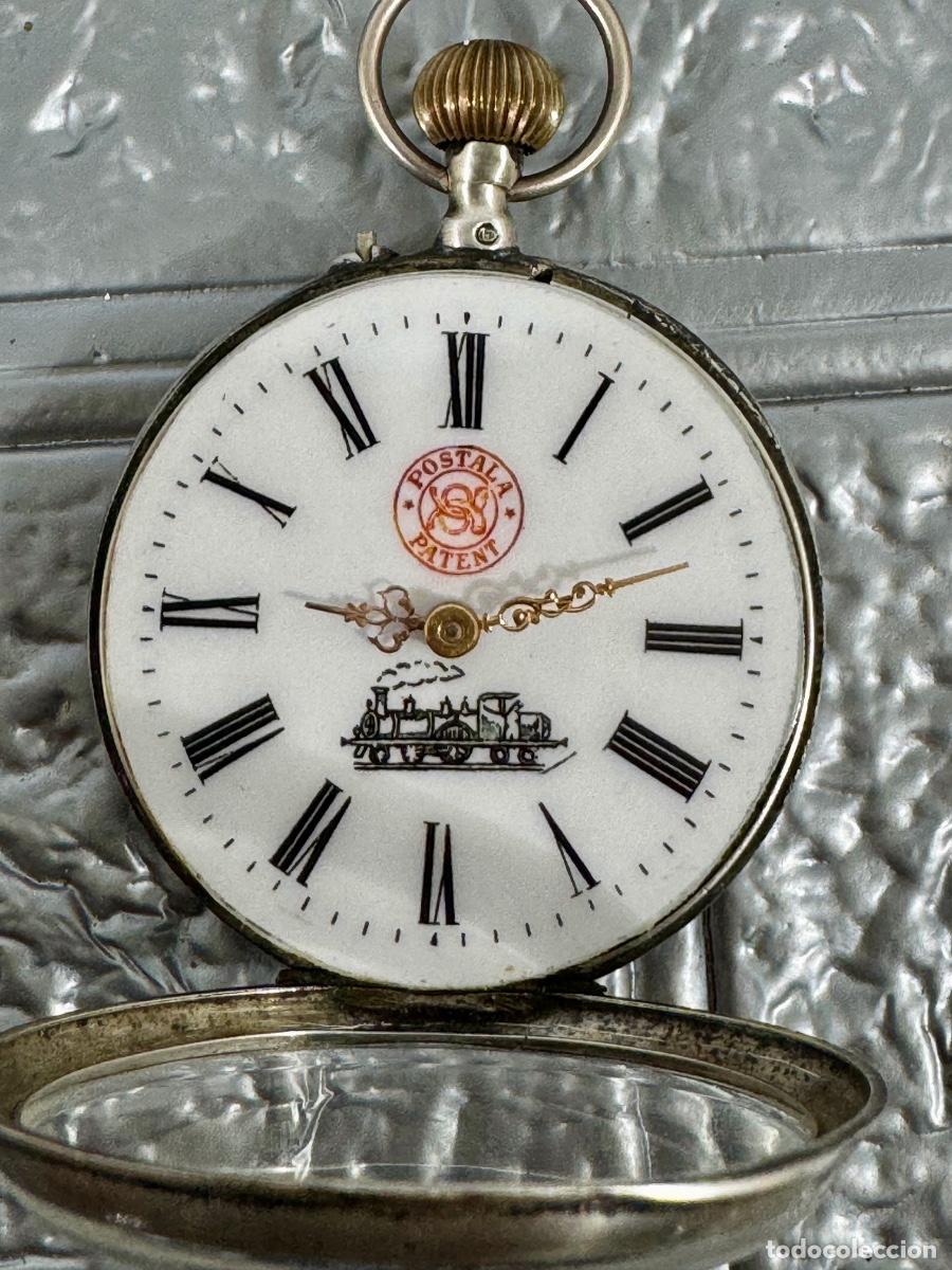 Antig&uuml;edades: RELOJ DE BOLSILLO POSTALE PATENT EN PLATA DE LEY - Foto 5