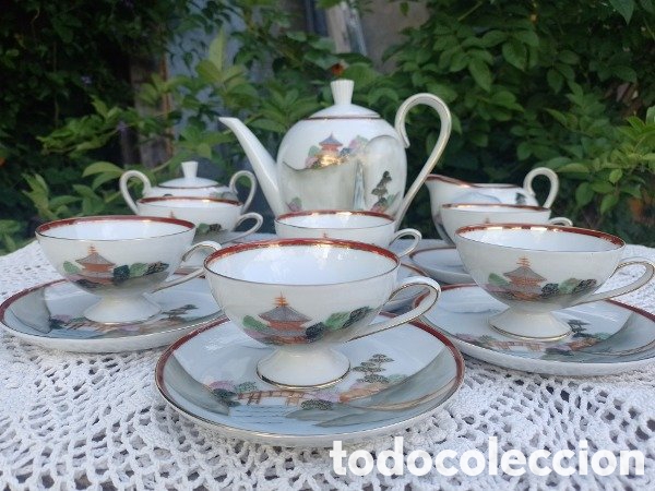 Oggetti Antichi: Juego de t&eacute; para 6 personas porcelana Tsuji argentina
