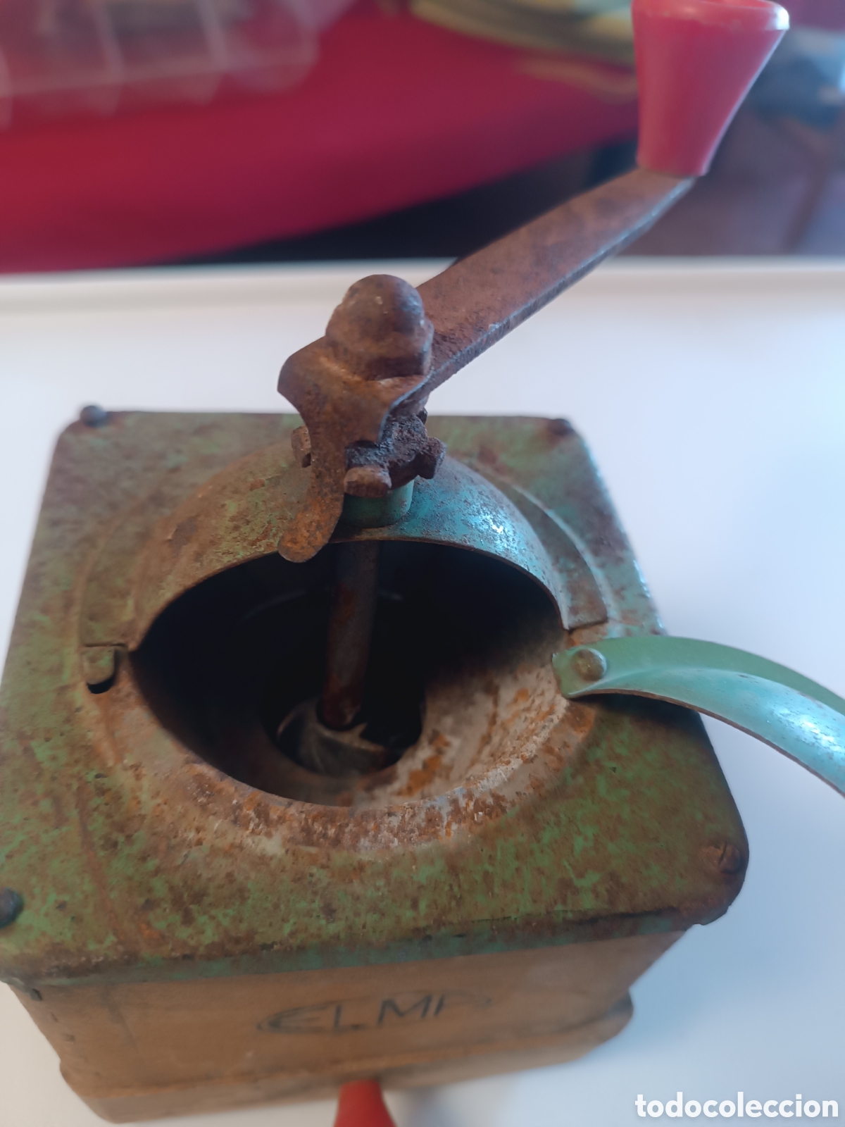Antig&uuml;edades: MOLINILLO de caf&eacute; ELMA, en madera y metal. - Foto 4