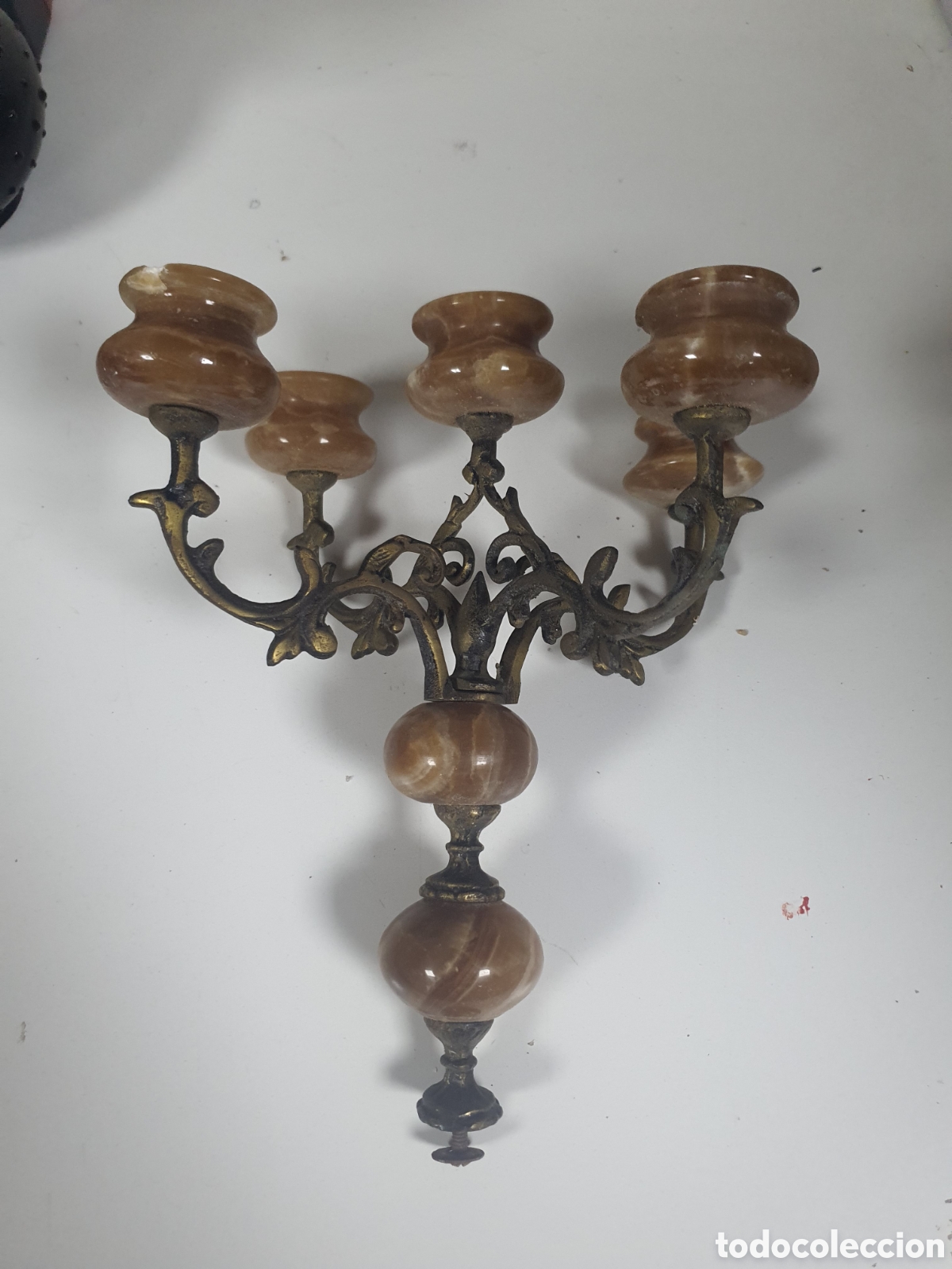 Antig&uuml;edades: Candelabro marmol y bronce - Foto 1