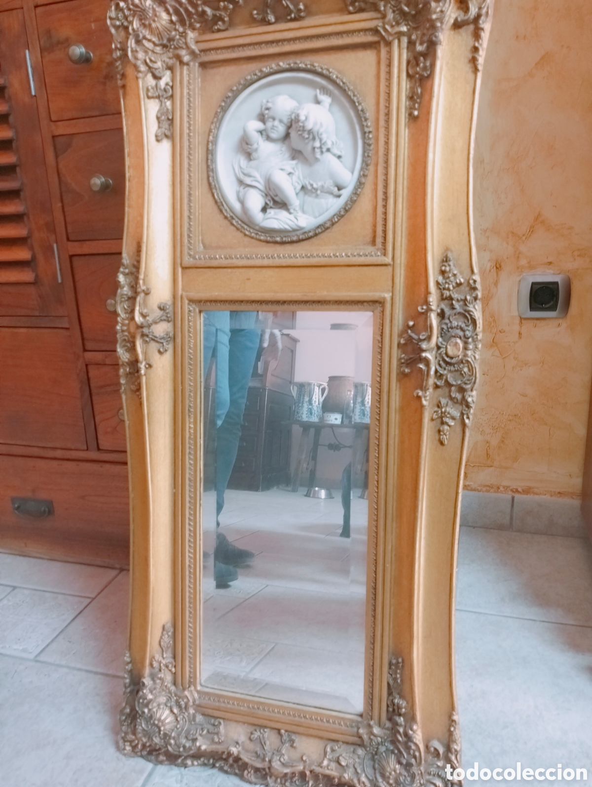 Antig&uuml;edades: Espejo de querub&iacute;n antiguo (2) - Foto 2