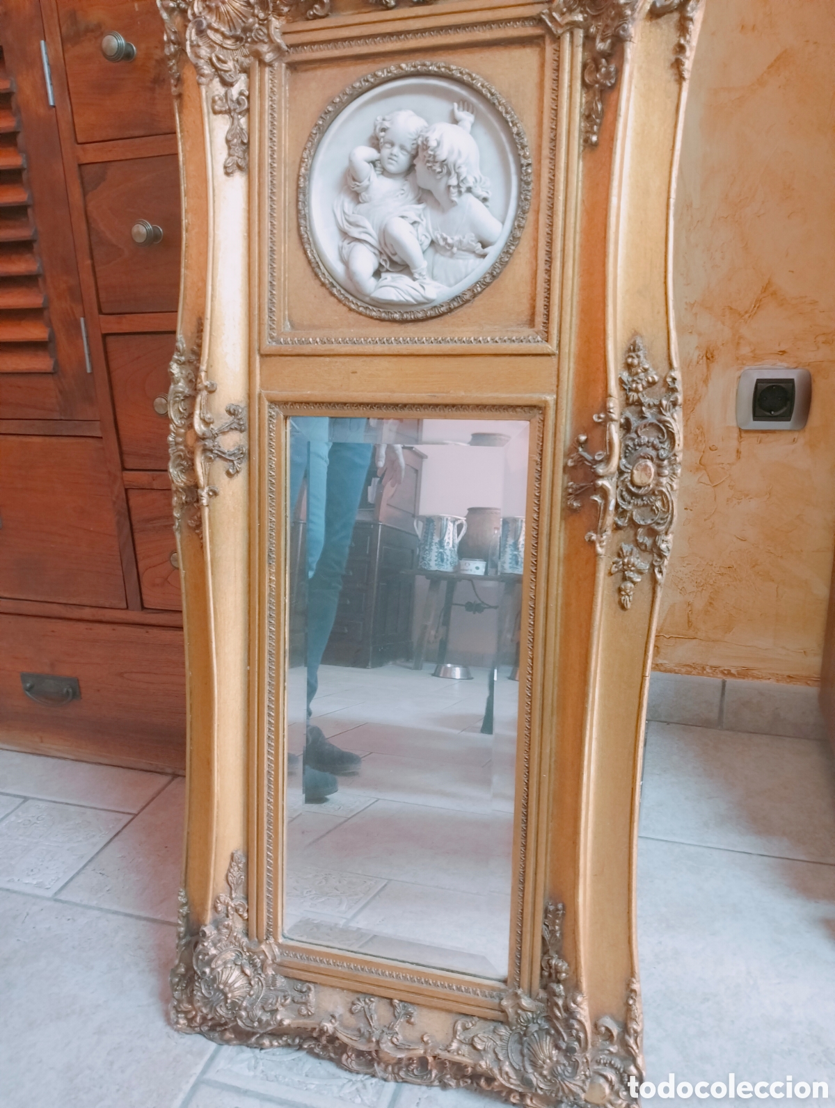 Antig&uuml;edades: Espejo de querub&iacute;n antiguo (2) - Foto 1