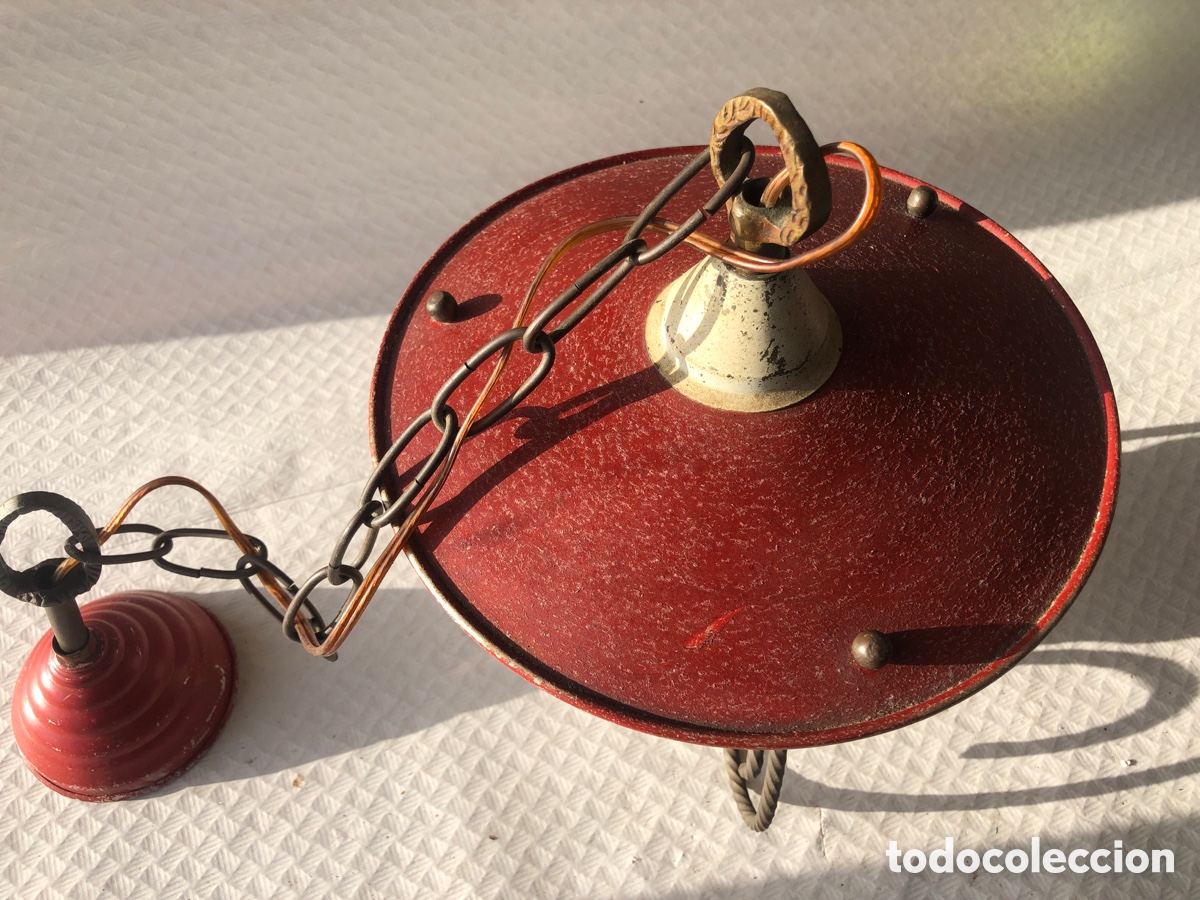 Antig&uuml;edades: Antigua lampara / farol de techo de forja - Foto 3