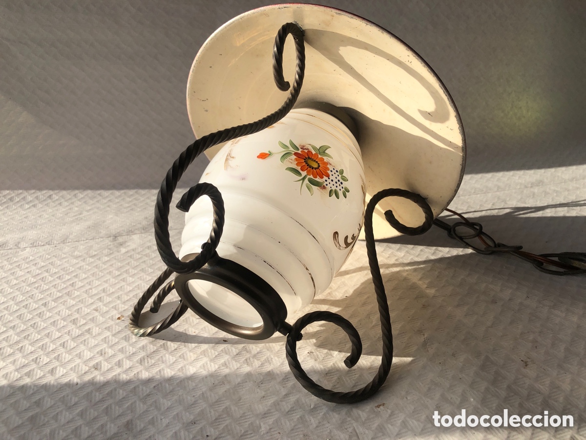 Antig&uuml;edades: Antigua lampara / farol de techo de forja - Foto 7