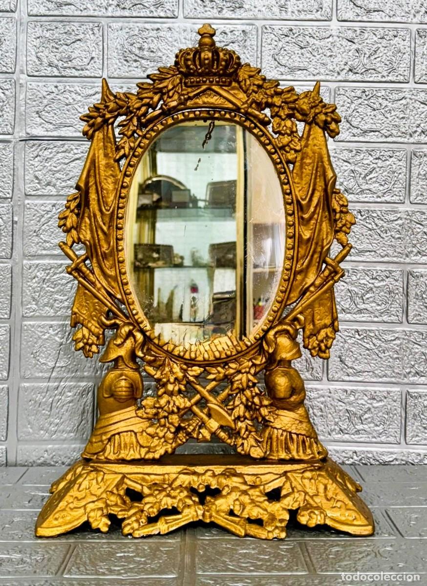 Antig&uuml;edades: ESPEJO TOCADOR DE BRONCE ANTIGUO - Foto 3