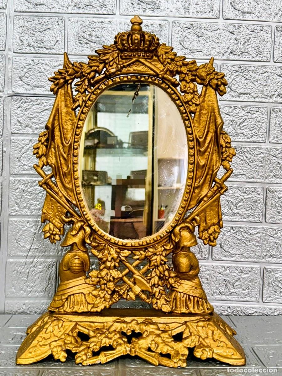 Antig&uuml;edades: ESPEJO TOCADOR DE BRONCE ANTIGUO - Foto 1