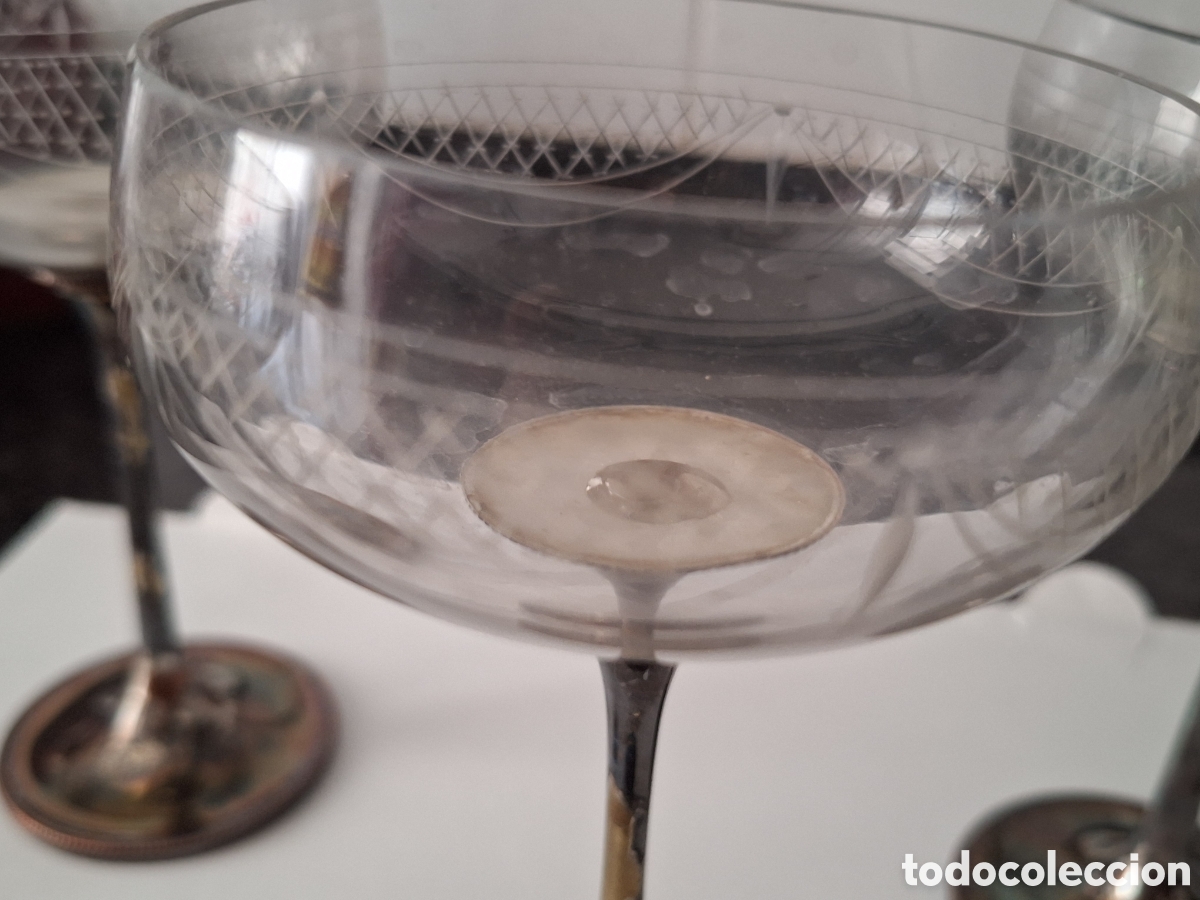 Antig&uuml;edades: Cuatro copas de cristal plateadas - Foto 2