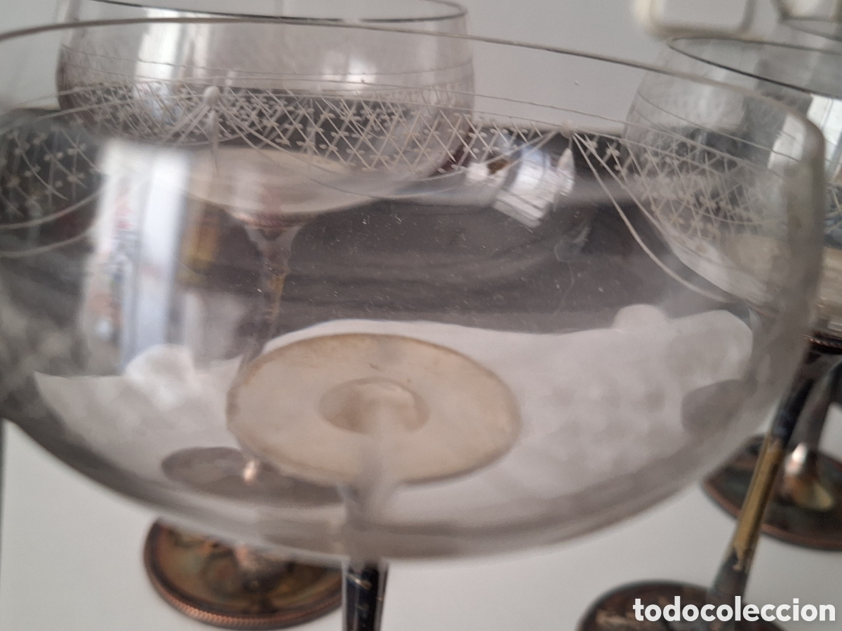 Antig&uuml;edades: Cuatro copas de cristal plateadas - Foto 3