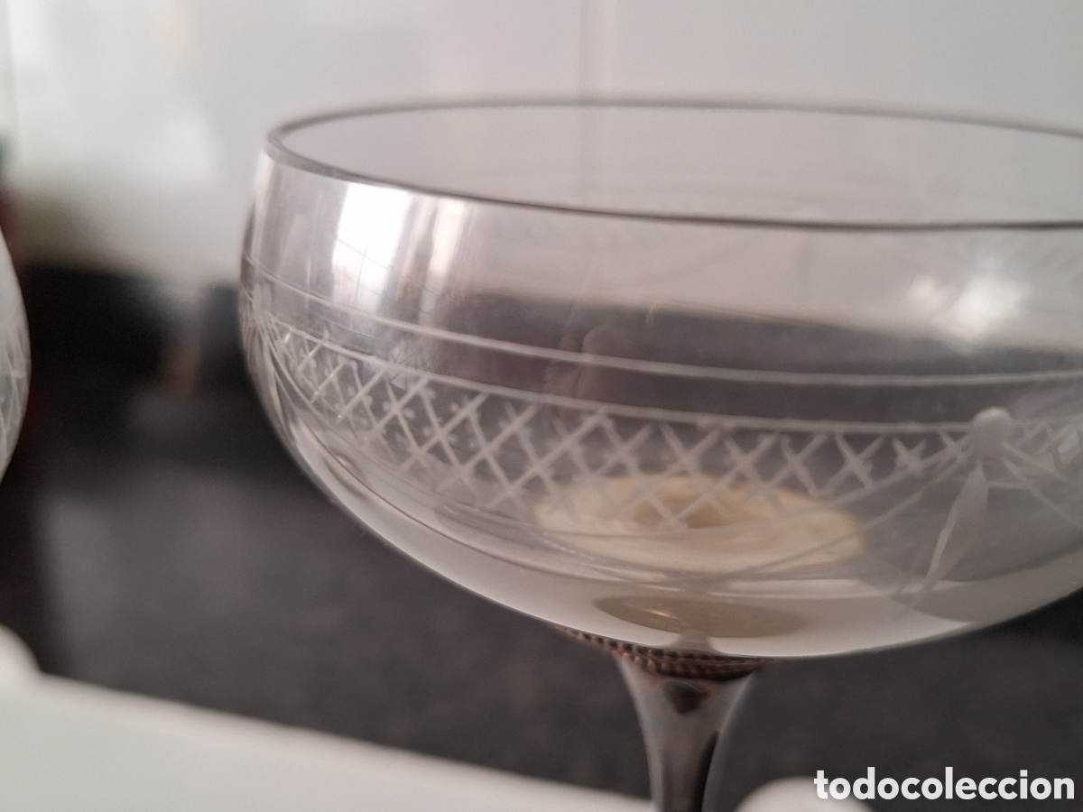 Antig&uuml;edades: Cuatro copas de cristal plateadas - Foto 7