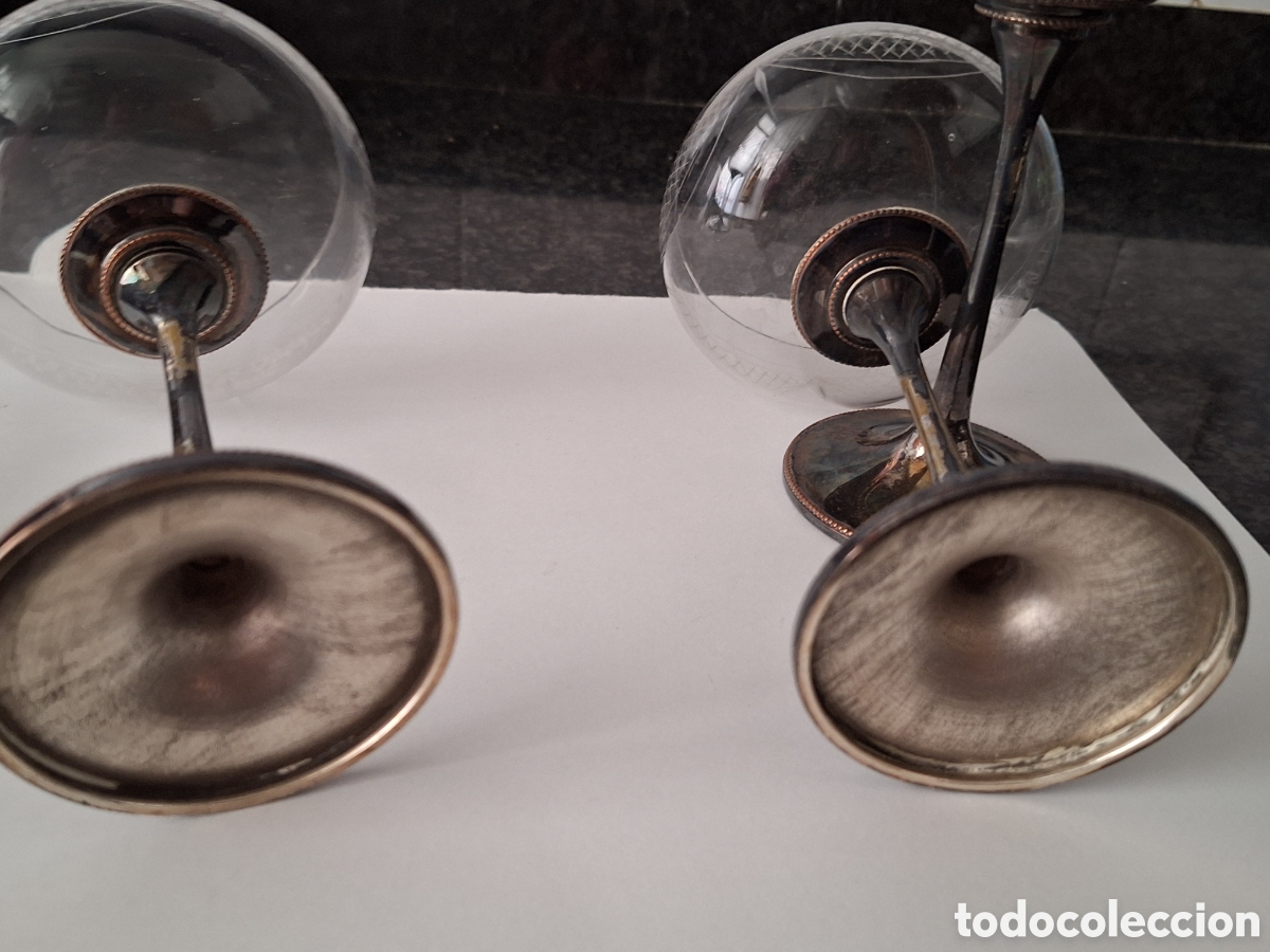 Antig&uuml;edades: Cuatro copas de cristal plateadas - Foto 11