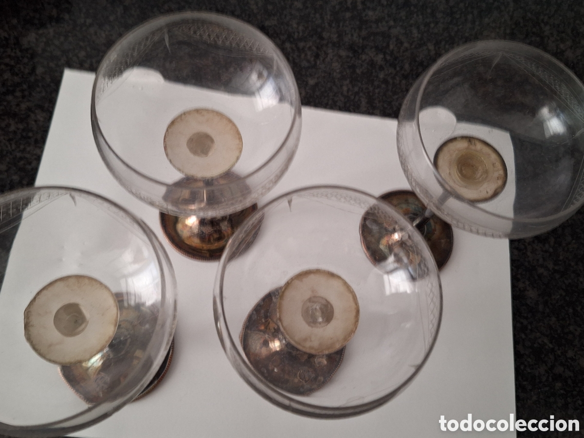 Antig&uuml;edades: Cuatro copas de cristal plateadas - Foto 12