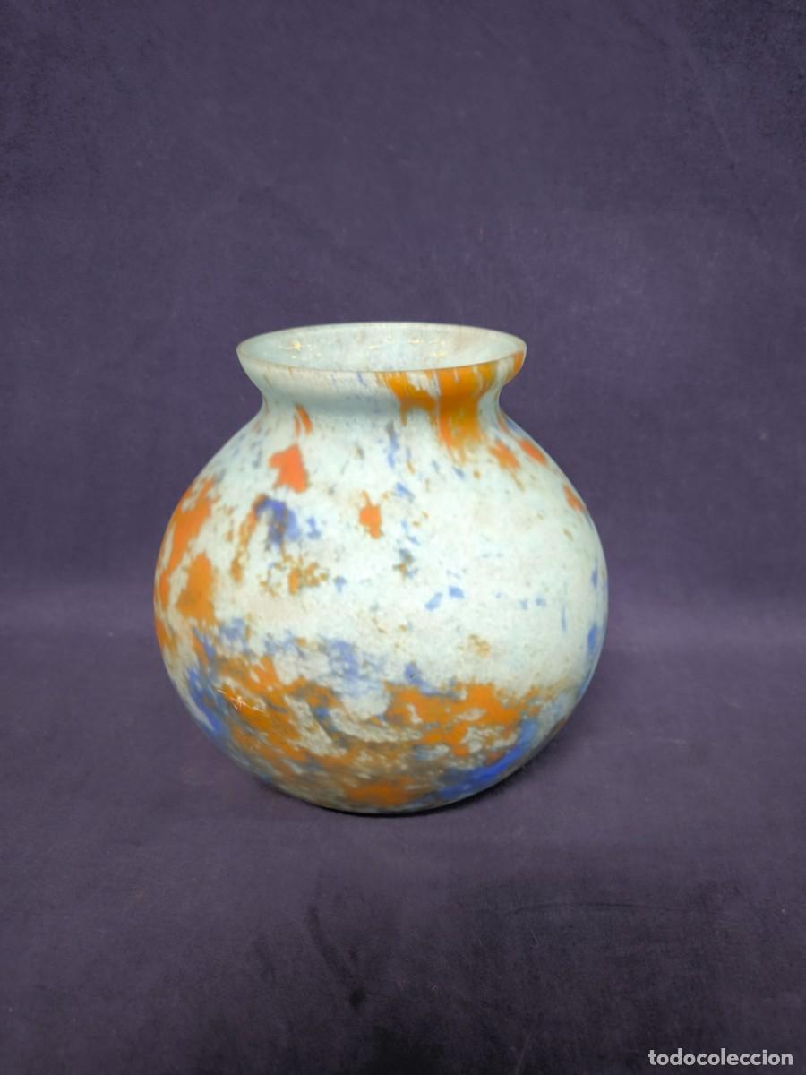 Antig&uuml;edades: JARRON EN PATE VERRE EN AZUL LORRAINE - Foto 4