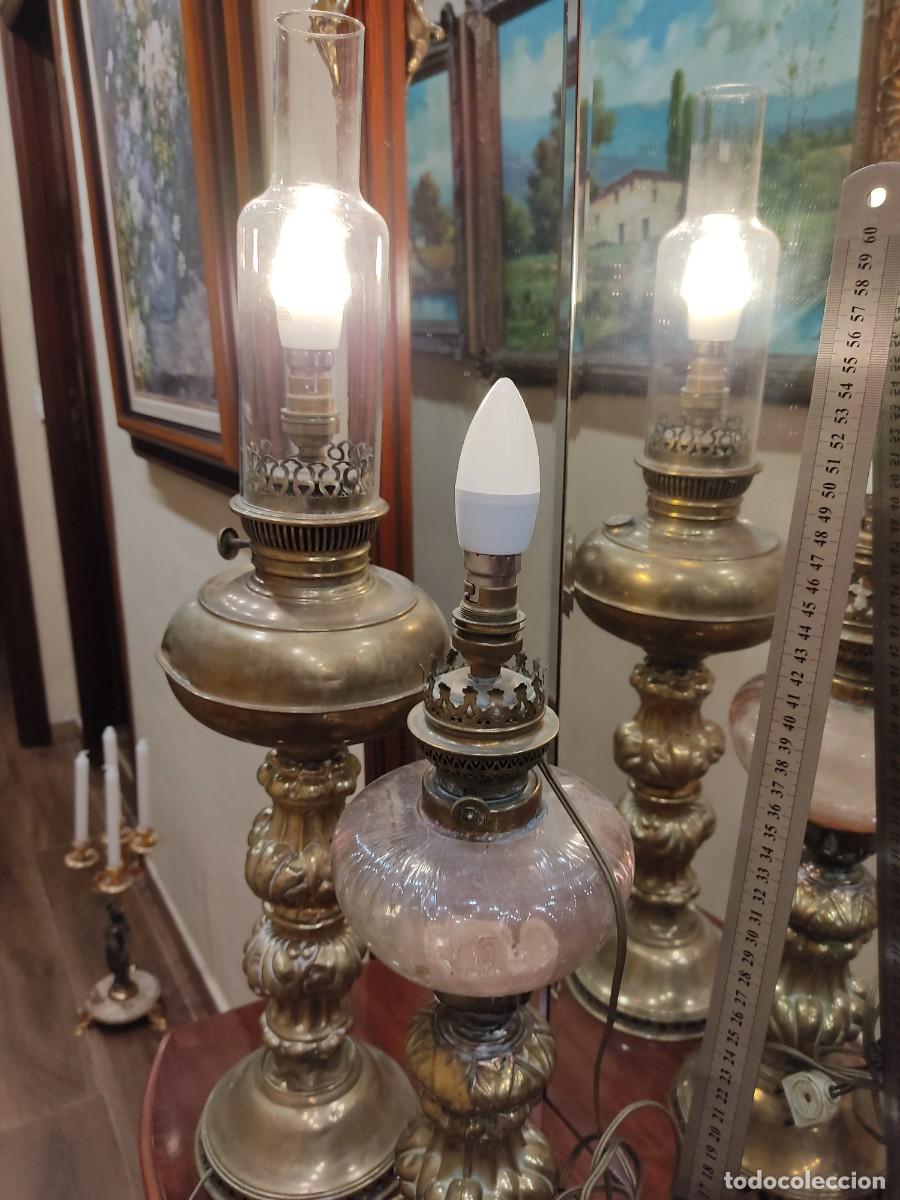Antig&uuml;edades: Dos quinqu&eacute;s antiguos de laton - Foto 2