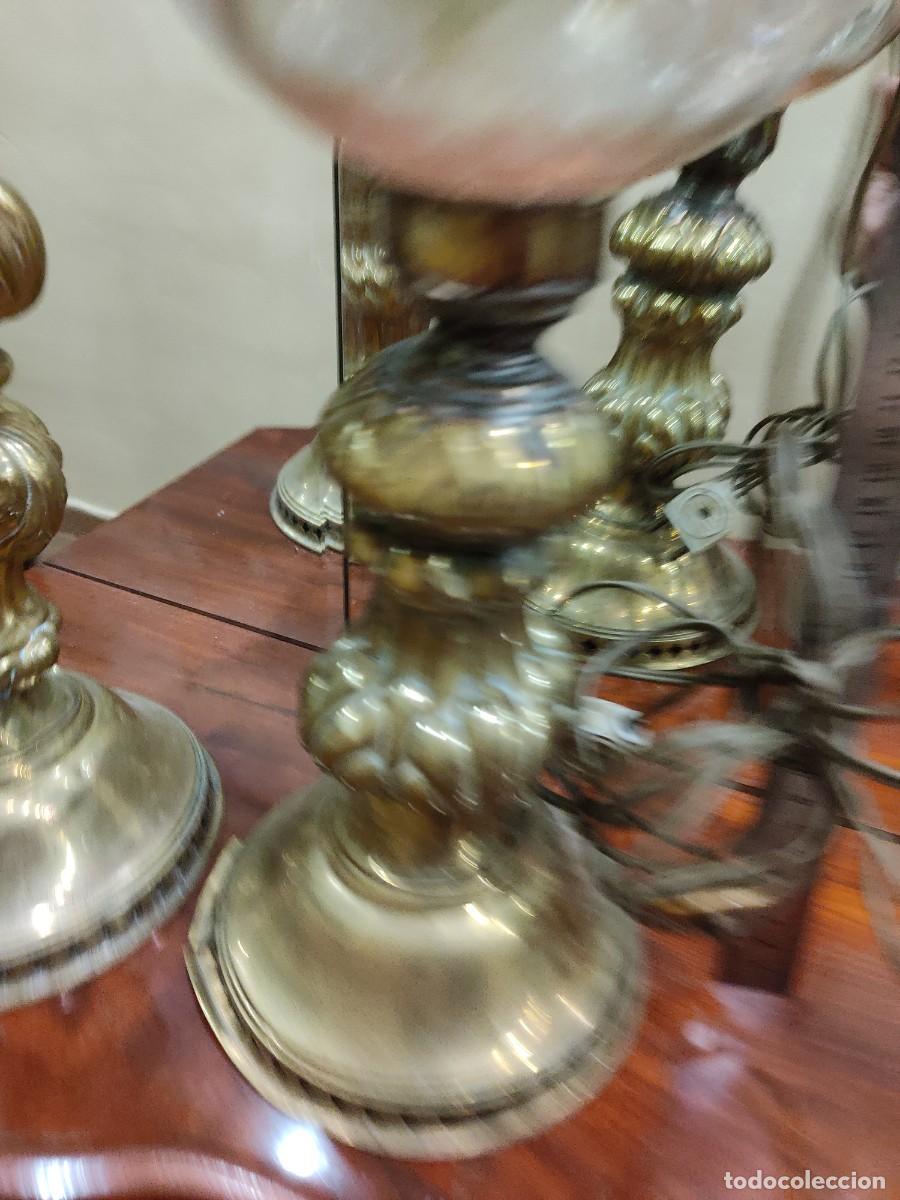 Antig&uuml;edades: Dos quinqu&eacute;s antiguos de laton - Foto 3