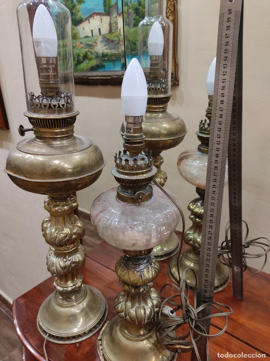 Antig&uuml;edades: Dos quinqu&eacute;s antiguos de laton - Foto 6