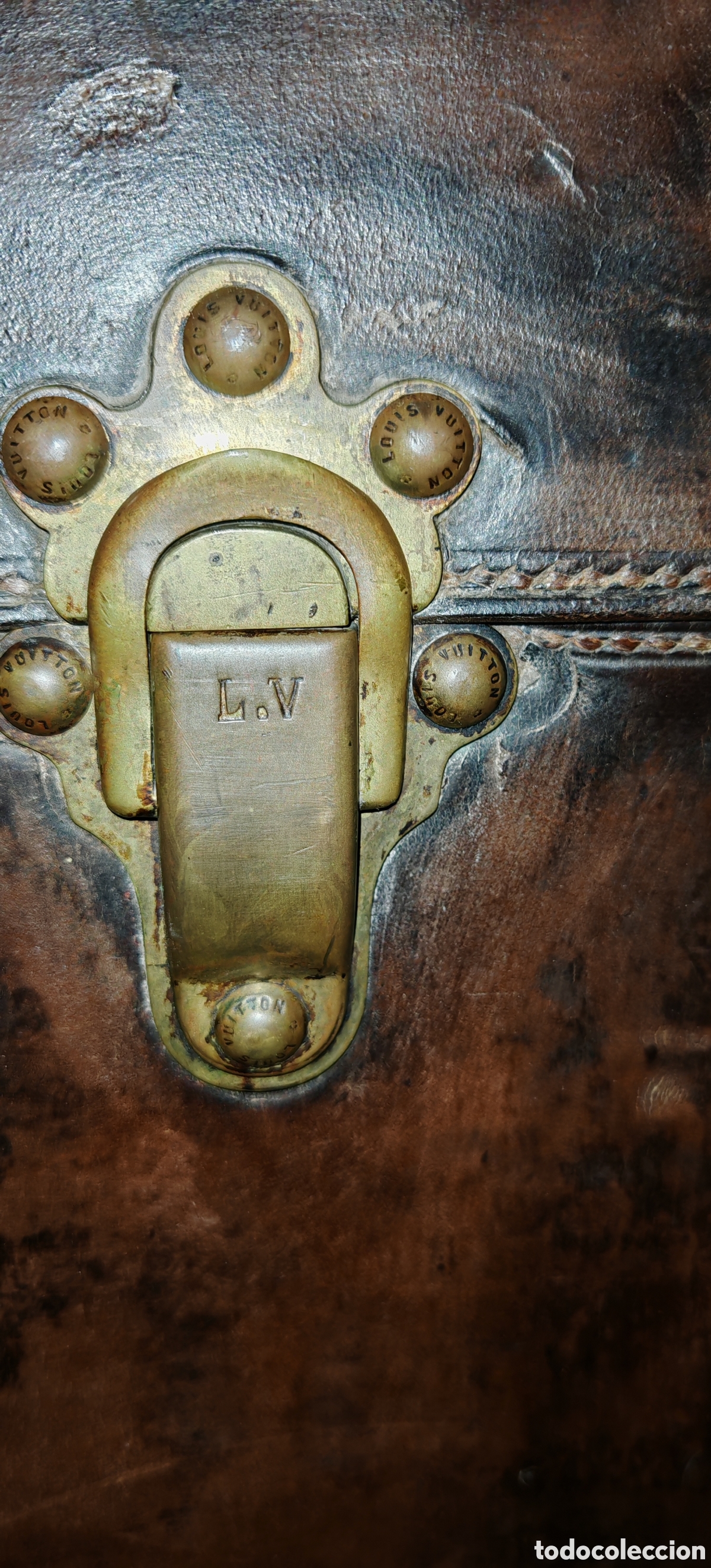 Antig&uuml;edades: Ba&uacute;l Louis Vuitton Cuero Y madera - Foto 9