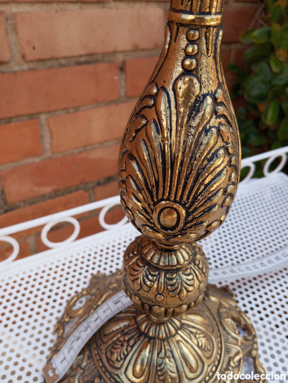 Antig&uuml;edades: Pi&eacute; de l&aacute;mpara de metal vintage - Foto 2