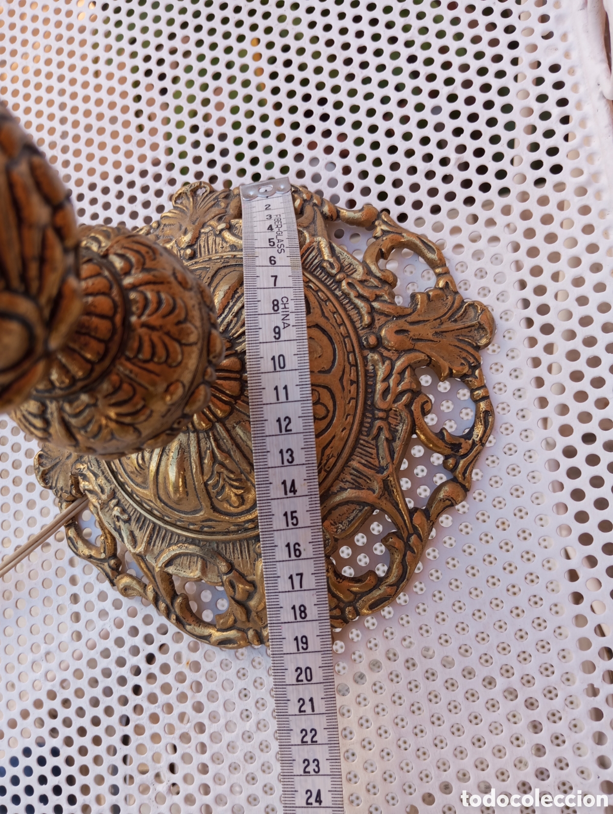 Antig&uuml;edades: Pi&eacute; de l&aacute;mpara de metal vintage - Foto 3