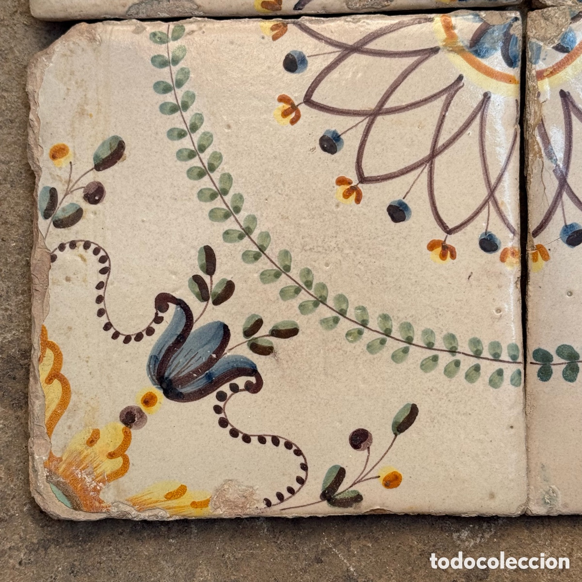 Antig&uuml;edades: Cuadro de 4 Azulejos - Valencia S. XIX - Foto 2