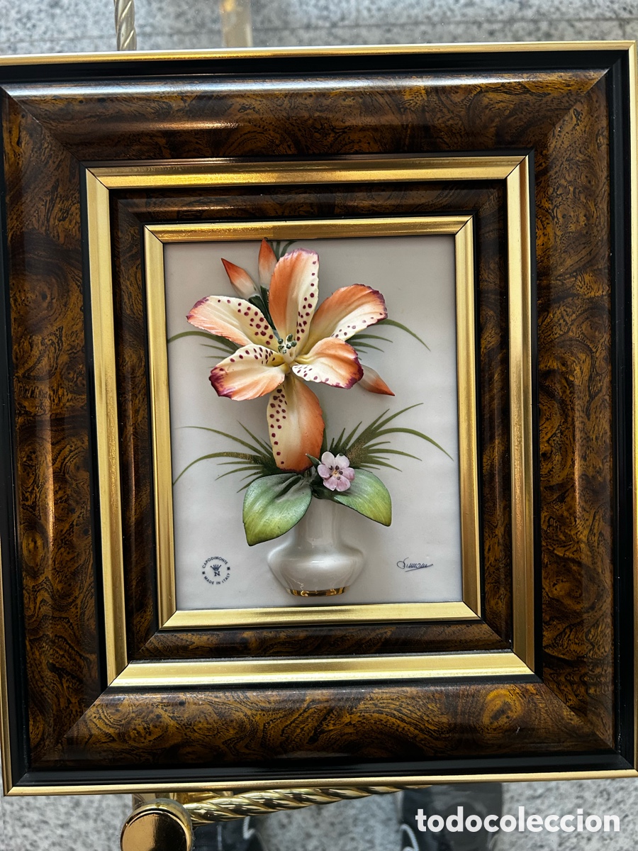 Antig&uuml;edades: Cuadro flores porcelana Capodimonte - Foto 1