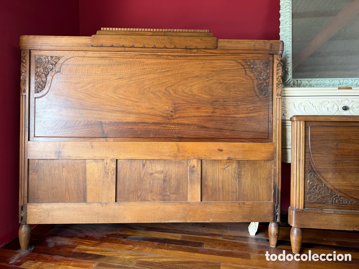 Antig&uuml;edades: Cama Art Dec&oacute; en Nogal rubio - Foto 5