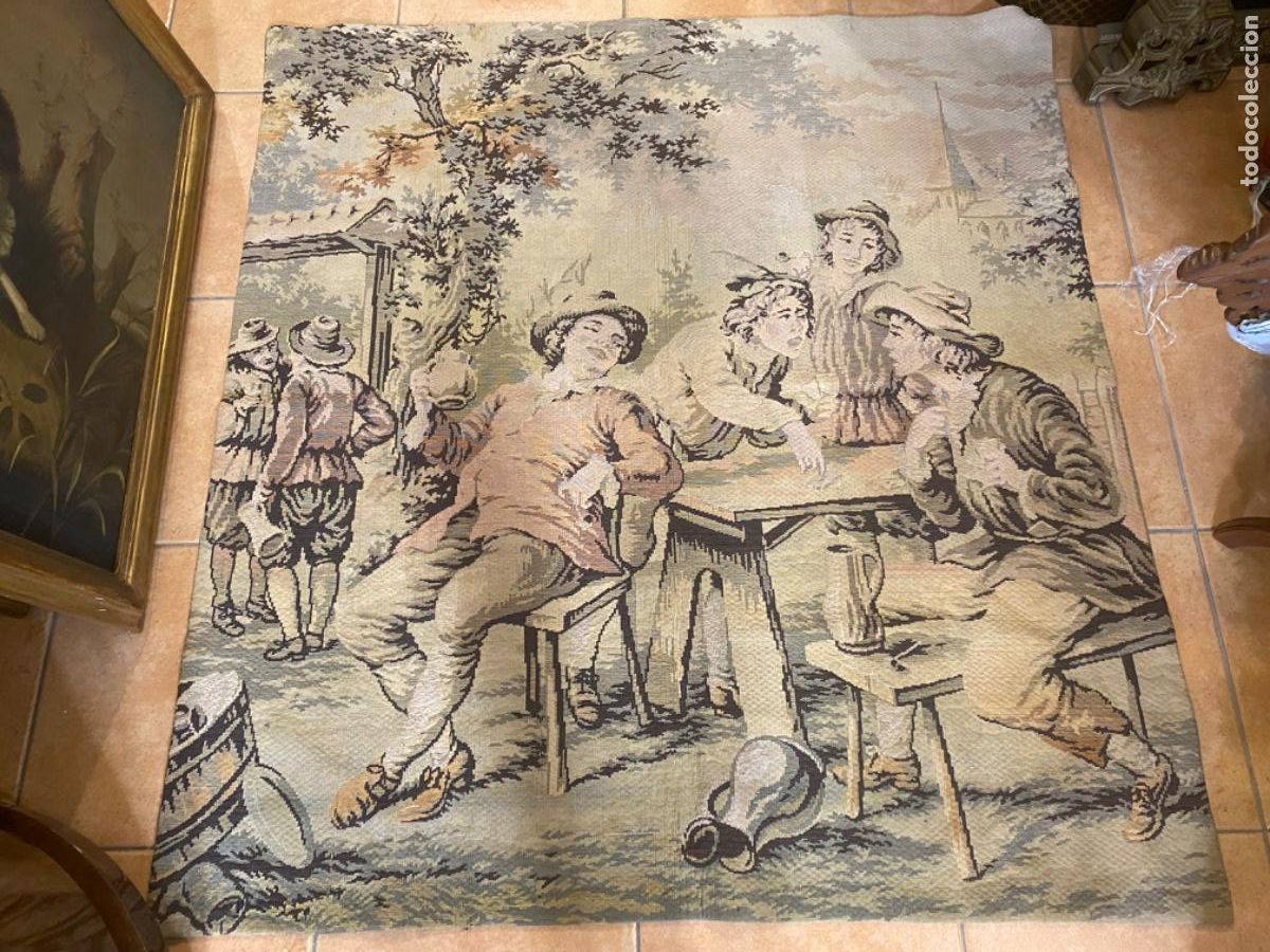 Antig&uuml;edades: GRAN TAPIZ ANTIGUO CON ESCENA DE TABERNA. - Foto 5