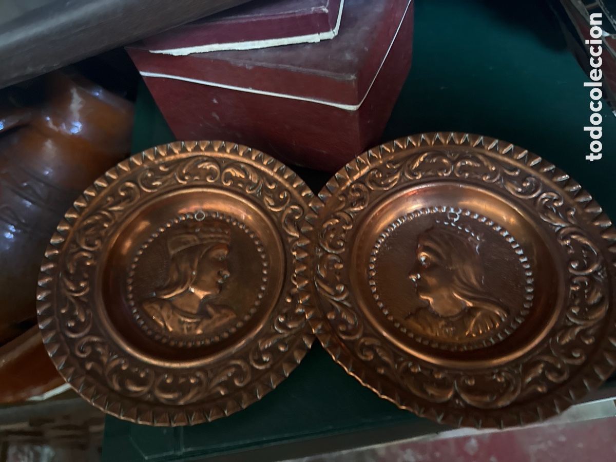 Antig&uuml;edades: Plato de los reyes cat&oacute;licos de cobre - Foto 1