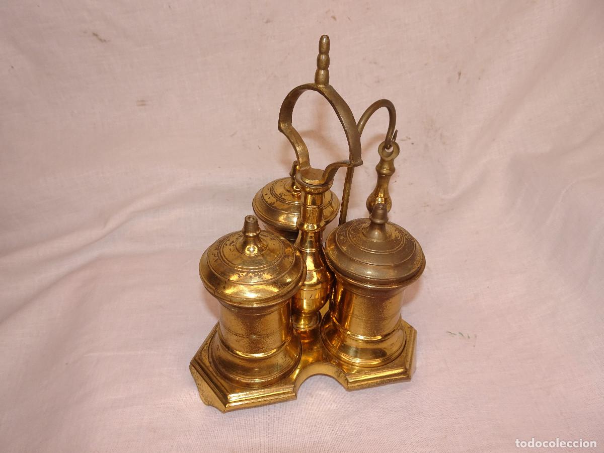 Antig&uuml;edades: Escribania de bronce con campanilla. - Foto 2